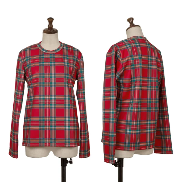 COMME des GARCONS Poly Checked T Shirt Red,Green S K-162827_001