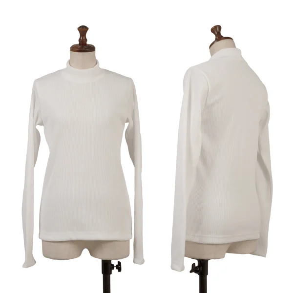 COMME des GARCONS Poly Mock Neck Rib T Shirt White XS-S K-162830_001