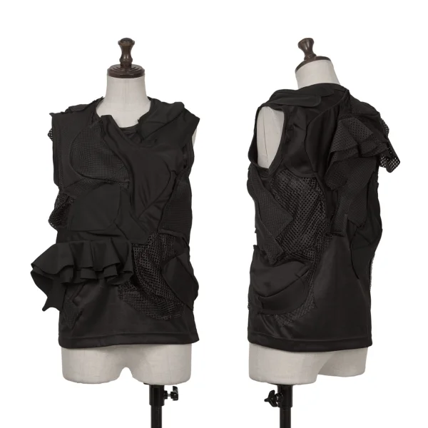 COMME des GARCONS Mesh Patchwork Sleeveless Top Black S K-162832_001