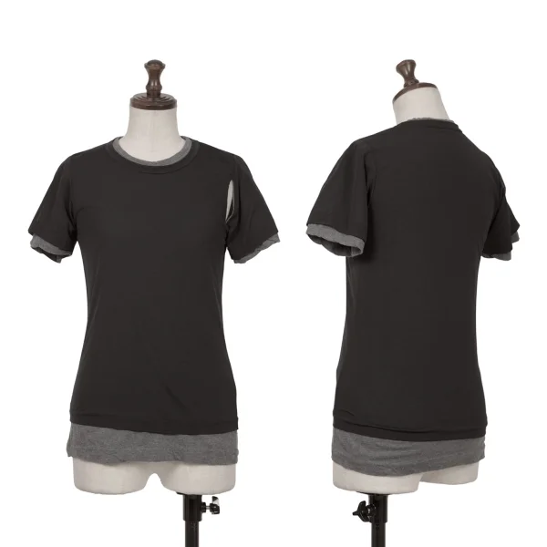 COMME des GARCONS Different Materials Layered T Shirt Black,Charcoal XS-S K-162835_001