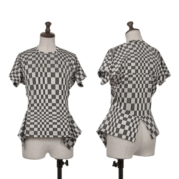 JUNYA WATANABE COMME des GARCONS Washed Checker Flag Short Sleeve T-shirt Silver,Black XS-S K-162849_001