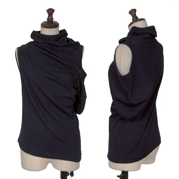 robe de chambre COMME des GARCONS Wool Drape Design Deformed T-shirt Navy XS-S K-162853_001