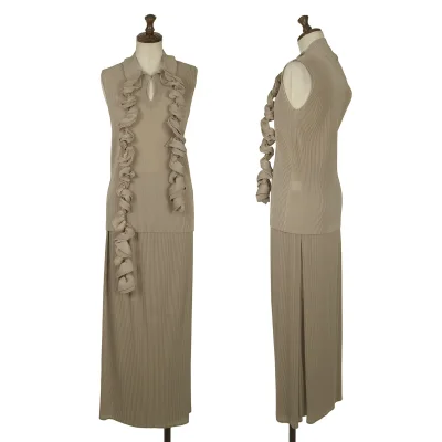 ISSEY MIYAKE Curl Ribbon Design Sleeveless Shirt & Skirt