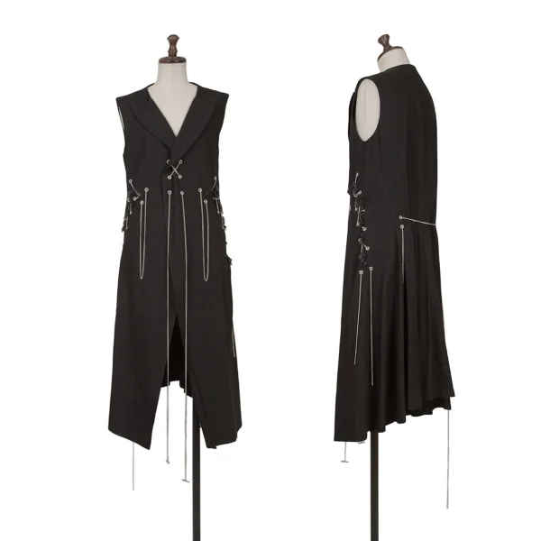 LIMI feu Chain Design Long Vest Black 2 K-162878_001