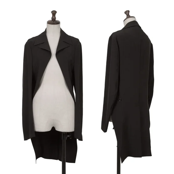 Y's Crape De Chine Cutaway Long Jacket Black 2 K-162880_001