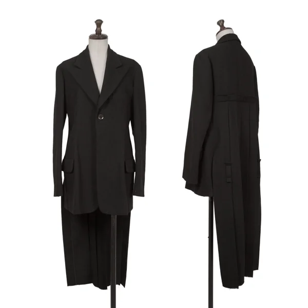 Yohji Yamamoto FEMME Alpaca Blended Back Pleats Jacket Black 1 K-162882_001