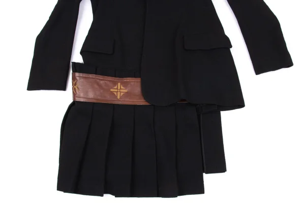 Yohji Yamamoto FEMME Monogram Leather Pleated Skirt Docking Jacket K-162883_006