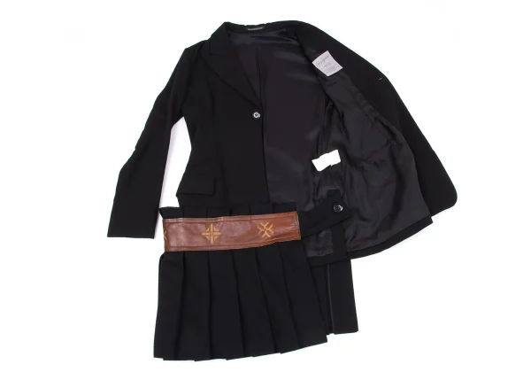 Yohji Yamamoto FEMME Monogram Leather Pleated Skirt Docking Jacket K-162883_008