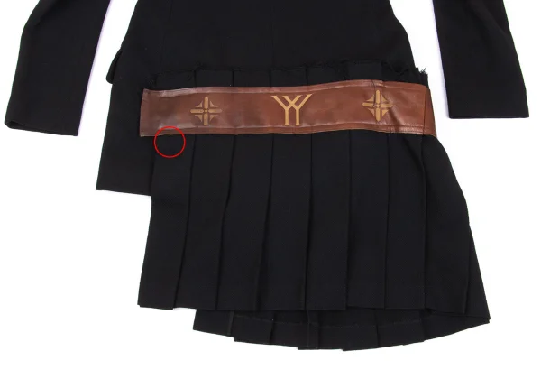 Yohji Yamamoto FEMME Monogram Leather Pleated Skirt Docking Jacket K-162883_013