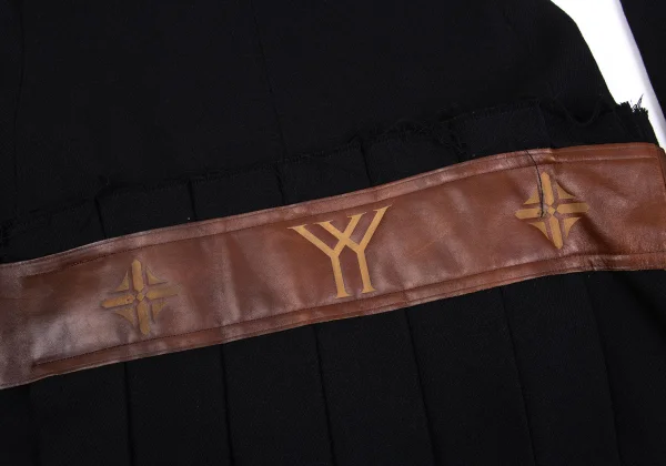Yohji Yamamoto FEMME Monogram Leather Pleated Skirt Docking Jacket K-162883_015