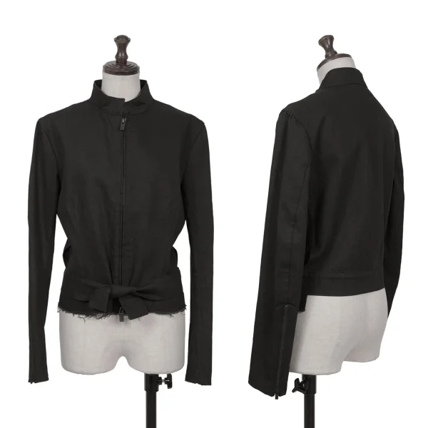 Yohji Yamamoto FEMME Hem Cutting Denim Blouson Black 1 K-162884_001