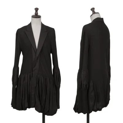 Yohji Yamamoto FEMME Cotton Linen Switching Gather Long Jacket