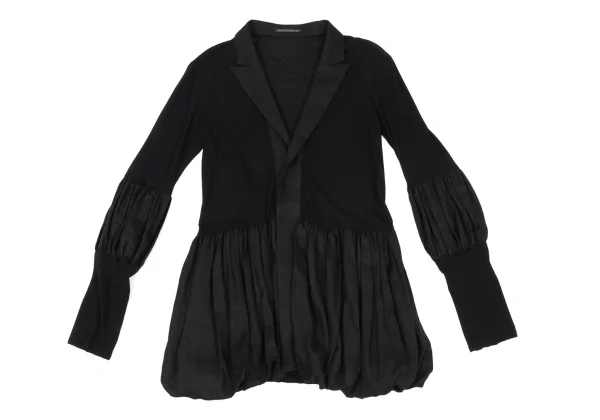 Yohji Yamamoto FEMME Cotton Linen Switching Gather Long Jacket K-162886_002