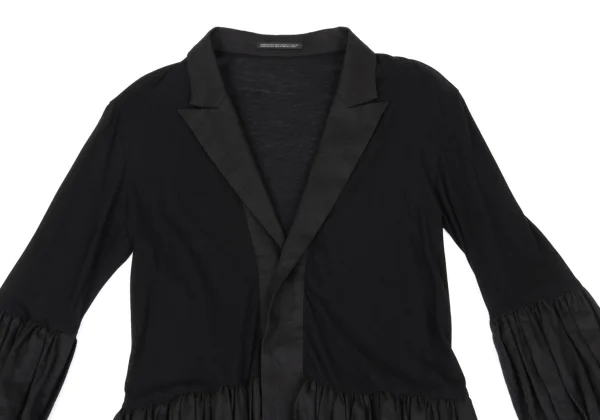 Yohji Yamamoto FEMME Cotton Linen Switching Gather Long Jacket K-162886_003