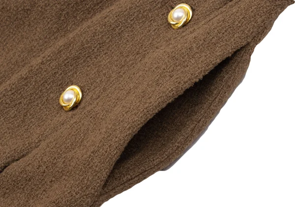 INGEBORG Wool Blend Pearl Button Design Wrap Skirt K-162895_004