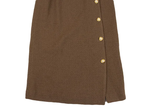 INGEBORG Wool Blend Pearl Button Design Wrap Skirt K-162895_005