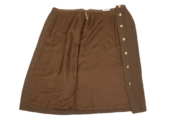 INGEBORG Wool Blend Pearl Button Design Wrap Skirt K-162895_007