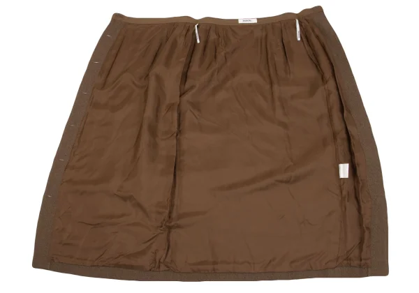 INGEBORG Wool Blend Pearl Button Design Wrap Skirt K-162895_008