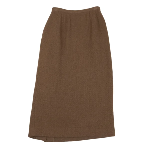INGEBORG Wool Blend Pearl Button Design Wrap Skirt K-162895_009