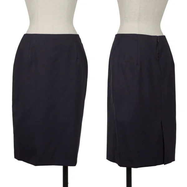 UNITED ARROWS Wool Pinstripe Skirt Navy 38 K-162899_001