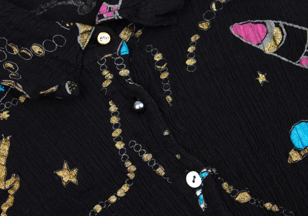 TSUMORI CHISATO Space Shuttle Lame Printed Shirt K-162900_005