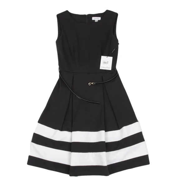 Calvin Klein Hem Striped Belted Sleeveless Dress K-162902_002