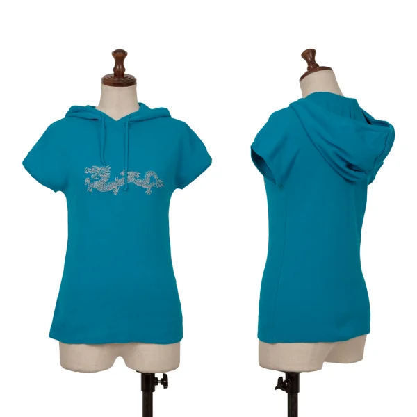 VIVIENNETAM Dragon Embroidery Hooded Short Sleeve Knit Sky blue 0 K-162909_001