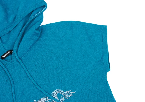 VIVIENNETAM Dragon Embroidery Hooded Short Sleeve Knit K-162909_012