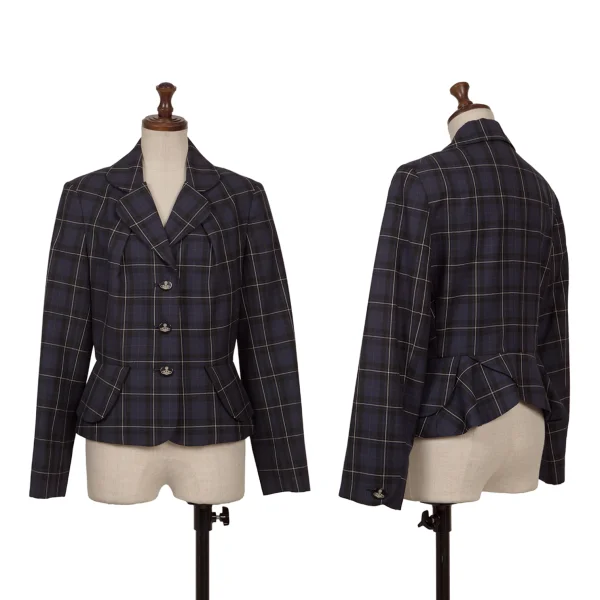 Vivienne Westwood Red Label Wool Check Tuck Design Jacket Navy 3 K-162912_001