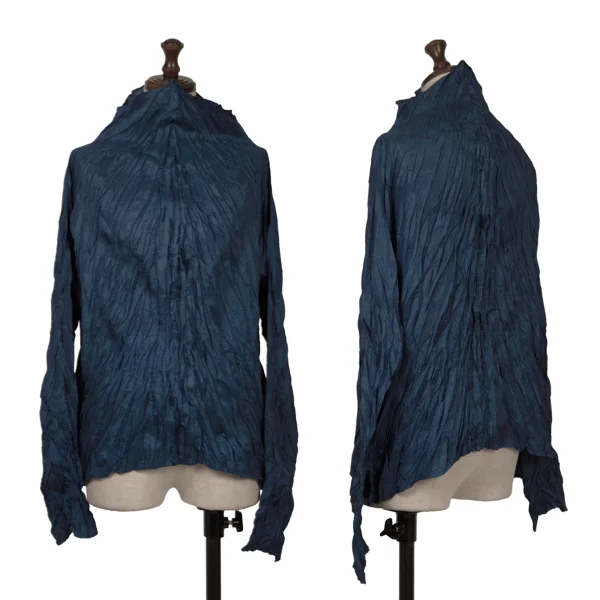 PLEATS PLEASE Wrinkled Pleats High-neck Top Navy 3 K-162913_001
