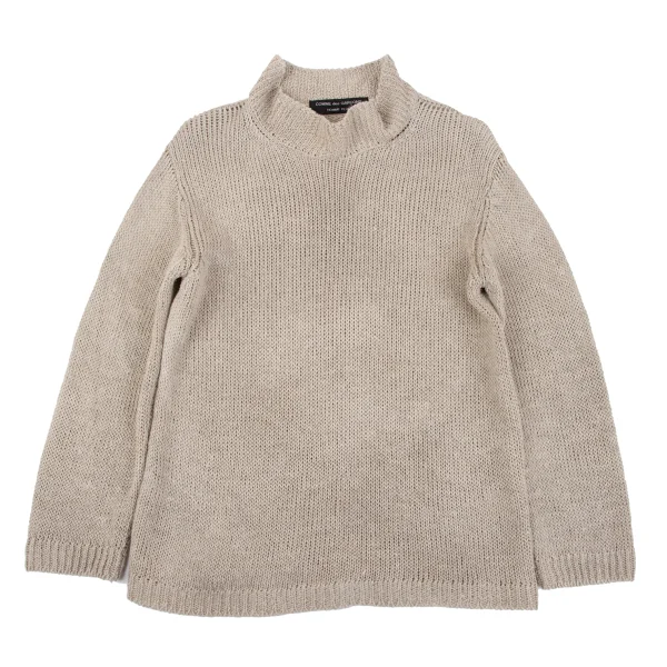 COMME des GARCONS HOMME PLUS Linen Low Gauge High Neck Knit Sweater Beige S-M K-162918_001