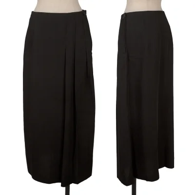Yohji Yamamoto FEMME Wool Poly Side Pleated Skirt
