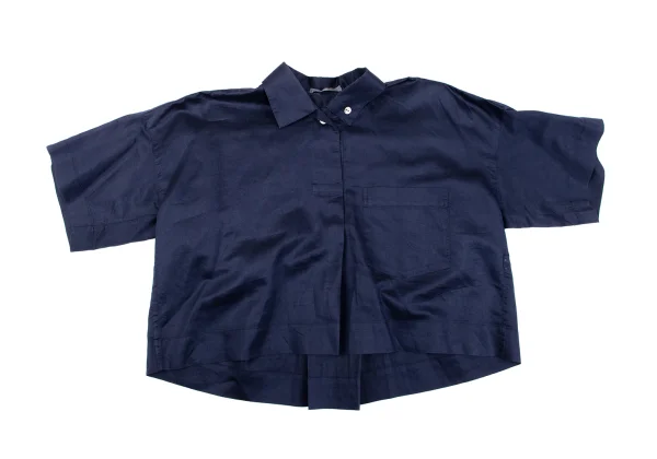 ISSEY MIYAKE Cotton Linen Short Sleeve Pullover Blouse K-162934_002