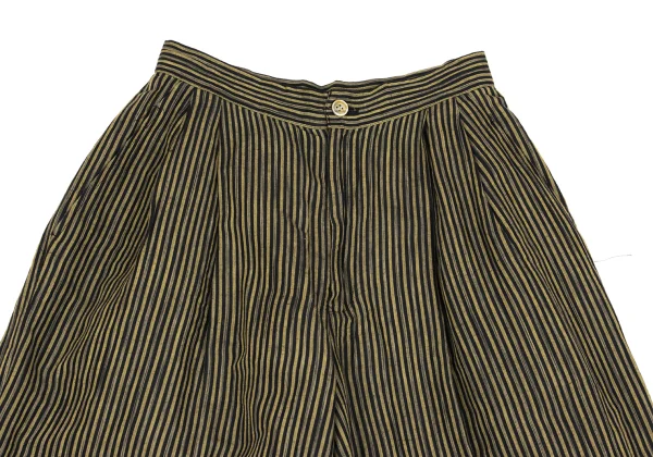 ISSEY MIYAKE Cotton Linen Striped Back Half Wrap Wide Pants K-162935_002