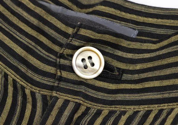 ISSEY MIYAKE Cotton Linen Striped Back Half Wrap Wide Pants K-162935_003