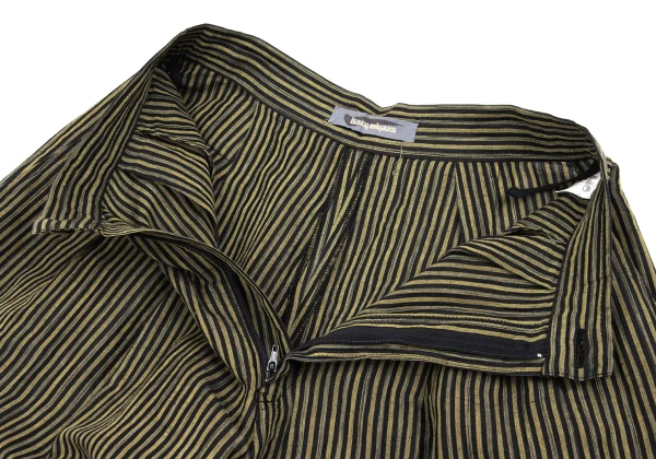ISSEY MIYAKE Cotton Linen Striped Back Half Wrap Wide Pants K-162935_004