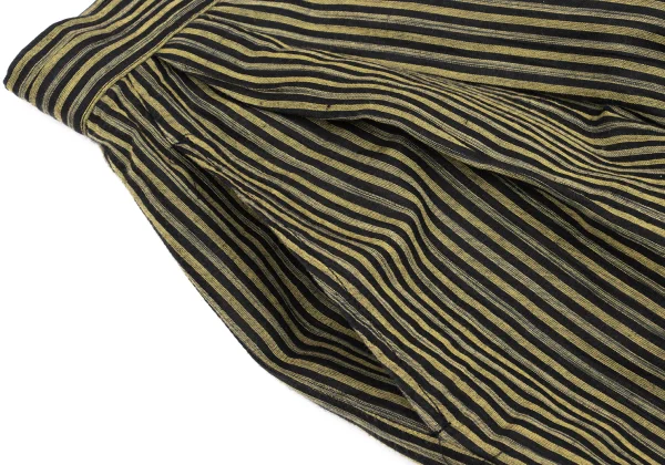 ISSEY MIYAKE Cotton Linen Striped Back Half Wrap Wide Pants K-162935_005