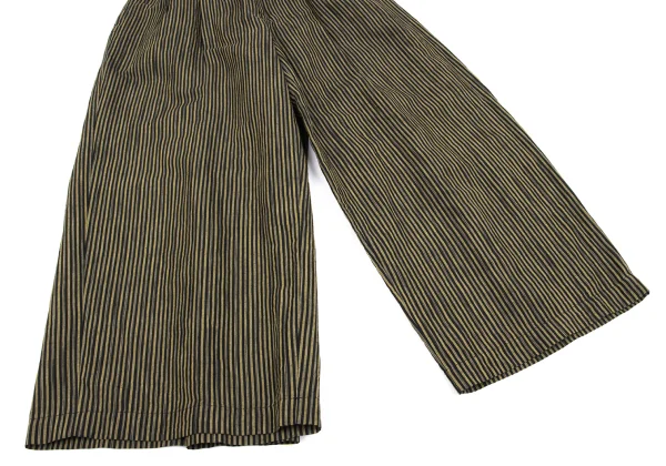 ISSEY MIYAKE Cotton Linen Striped Back Half Wrap Wide Pants K-162935_006