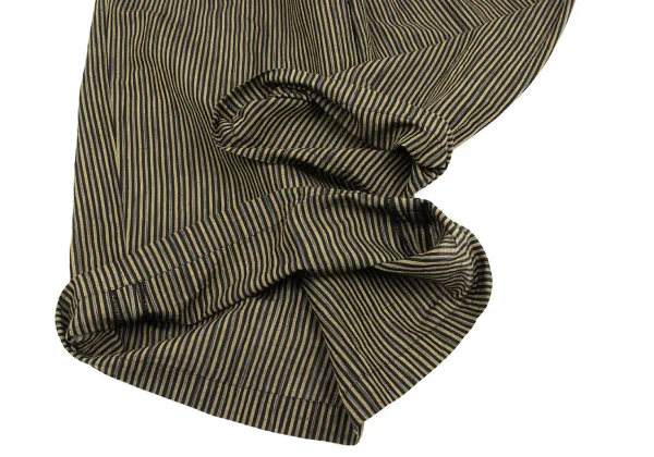 ISSEY MIYAKE Cotton Linen Striped Back Half Wrap Wide Pants K-162935_008