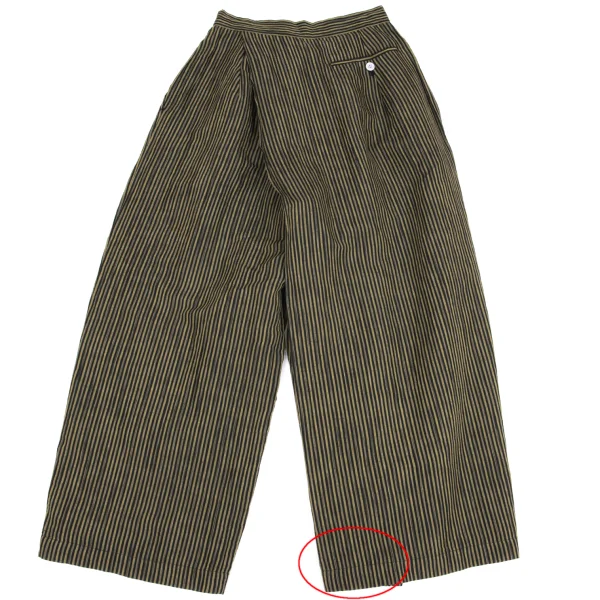 ISSEY MIYAKE Cotton Linen Striped Back Half Wrap Wide Pants K-162935_009