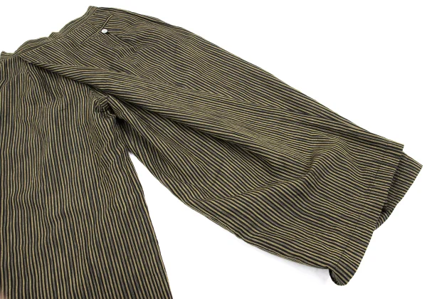 ISSEY MIYAKE Cotton Linen Striped Back Half Wrap Wide Pants K-162935_011
