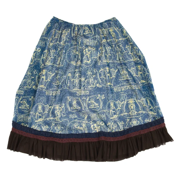 Jean Paul GAULTIER Hem Frill Lace Tapping Printed Mesh Skirt K-162951_002