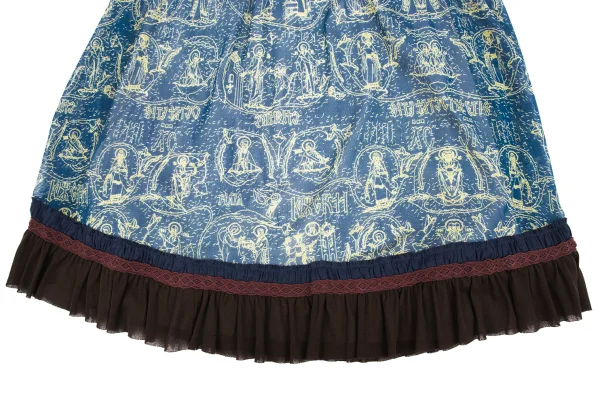 Jean Paul GAULTIER Hem Frill Lace Tapping Printed Mesh Skirt K-162951_005