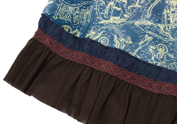 Jean Paul GAULTIER Hem Frill Lace Tapping Printed Mesh Skirt K-162951_006