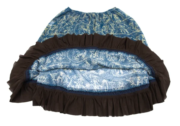 Jean Paul GAULTIER Hem Frill Lace Tapping Printed Mesh Skirt K-162951_009