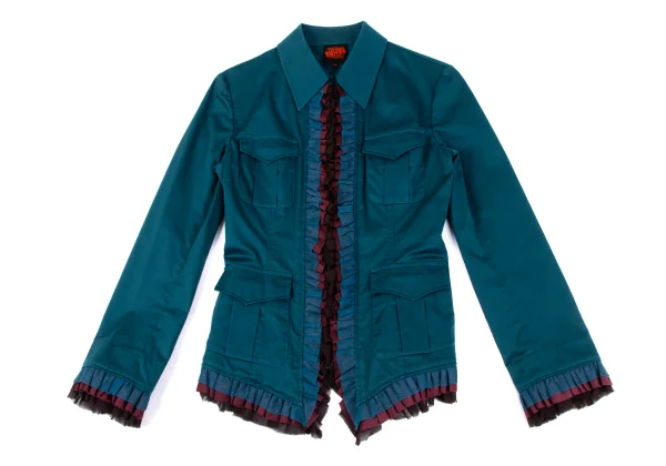 Jean Paul GAULTIER Frill Trim Stretch Zip Jacket K-162952_002