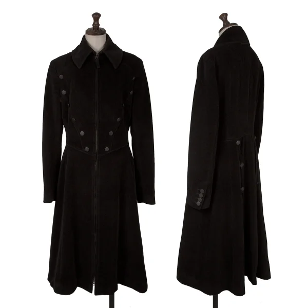Jean Paul GAULTIER Angola Wool Melton Button Design Zip Coat Black 42 K-162953_001