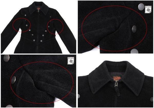 Jean Paul GAULTIER Angola Wool Melton Button Design Zip Coat Size