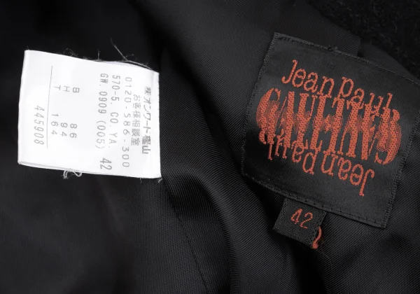 Jean Paul GAULTIER Angola Wool Melton Button Design Zip Coat K-162953_018