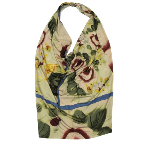 ジャンポールゴルチエ ファムJean Paul GAULTIER FEMME グラフィックプリントホルターネックストレッチトップス ベージュマルチ40 K-162955_002